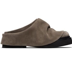 The Attico Robin Sabot Taupe Suede Layered Slip-On Square Toe Mules 36